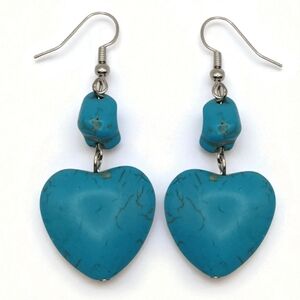 Turquoise Two Hearts Dangle Earrings